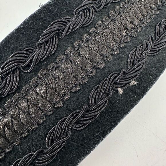 Vintage Women's Suede Leather Embroidered Braided Waist Belt Black Size Small - Picture 2 of 10